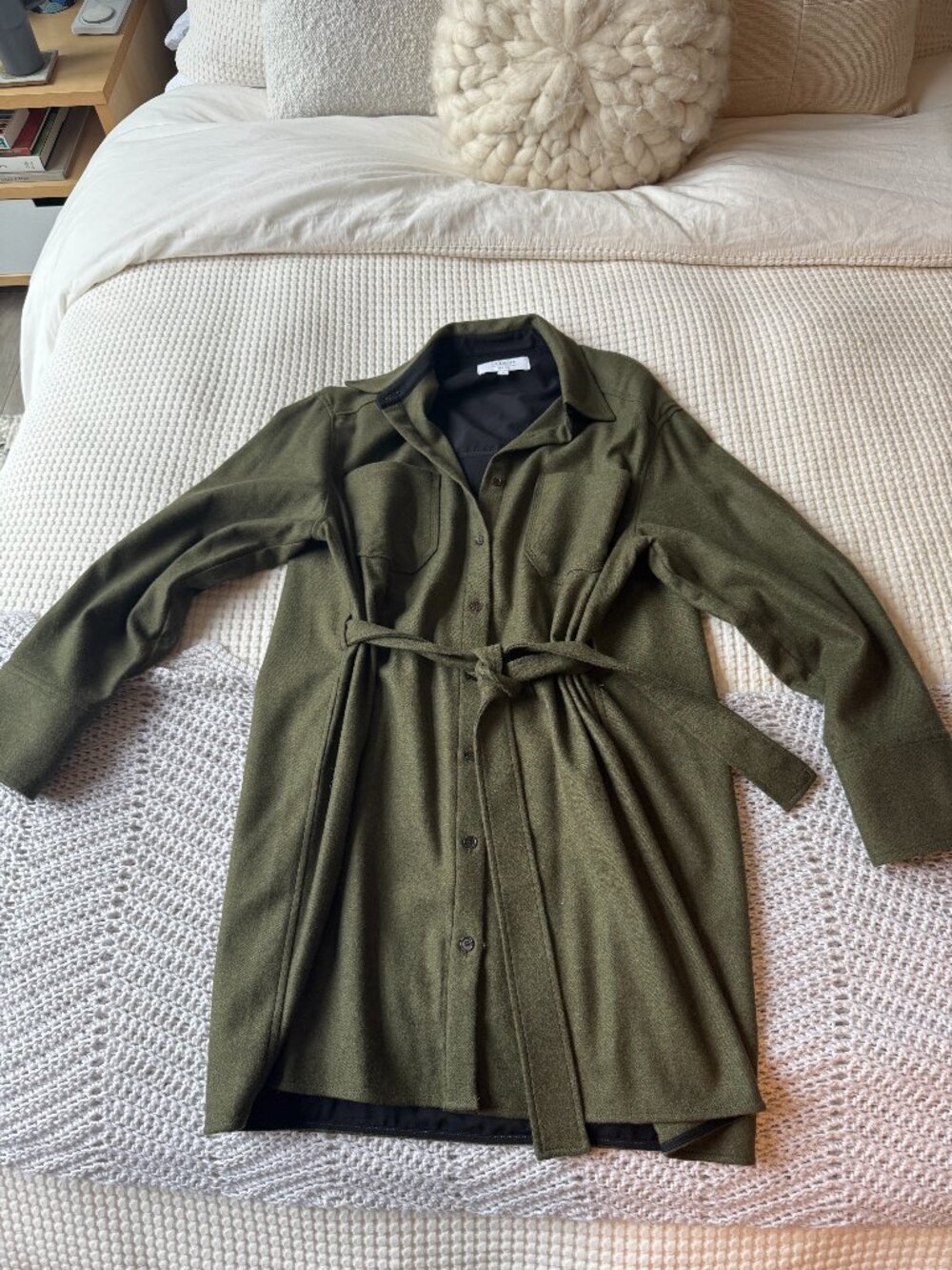 La Ligne Olive Green Shirt Dress with Tie Belt